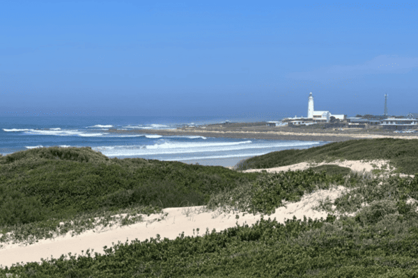 Blick auf den Leuchtturm von den Dünen aus
